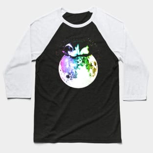 Space Cat on Moon Baseball T-Shirt